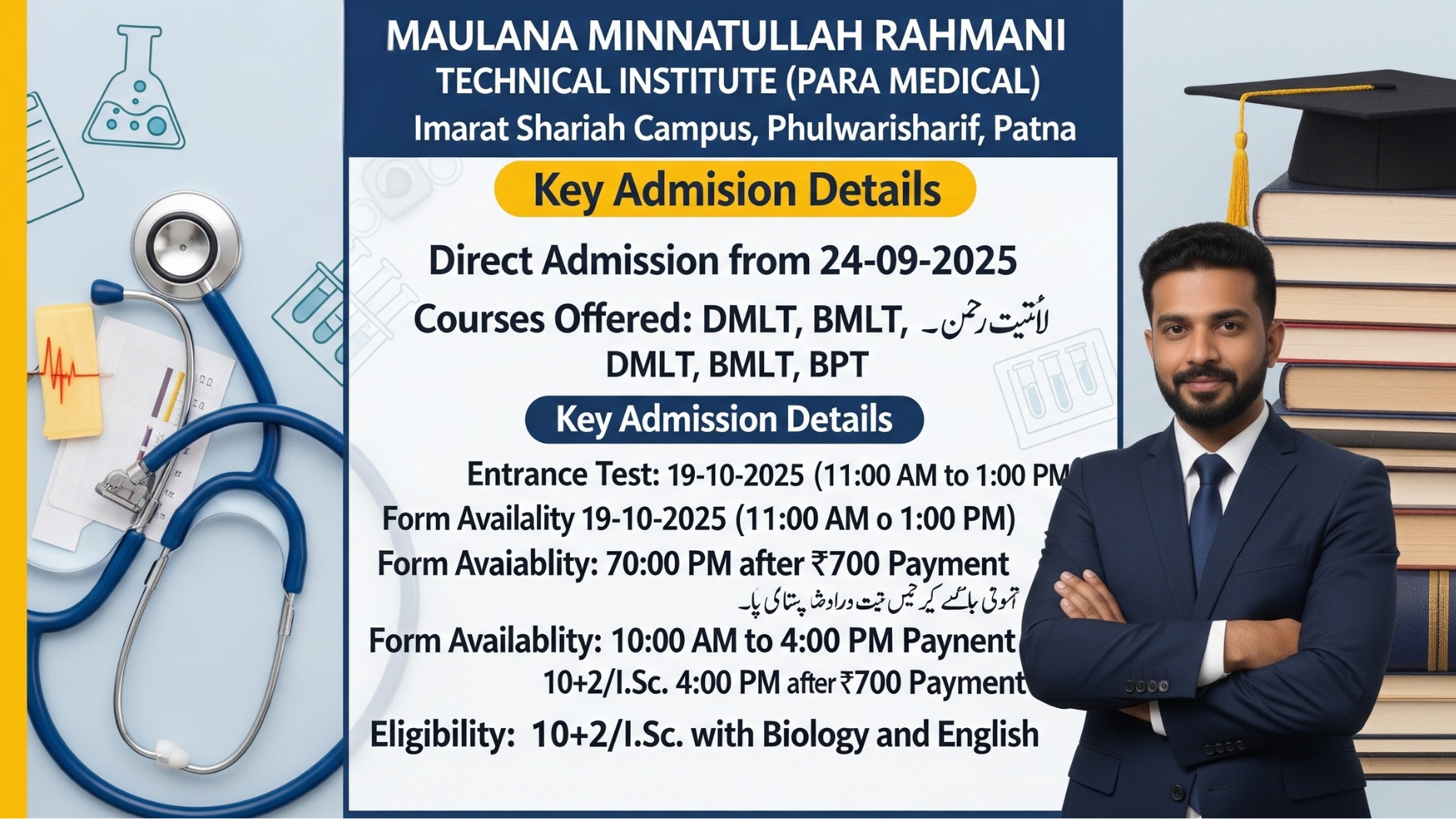 Direct Admission Going to Start from 24-09-2025 For only For DMLT Course